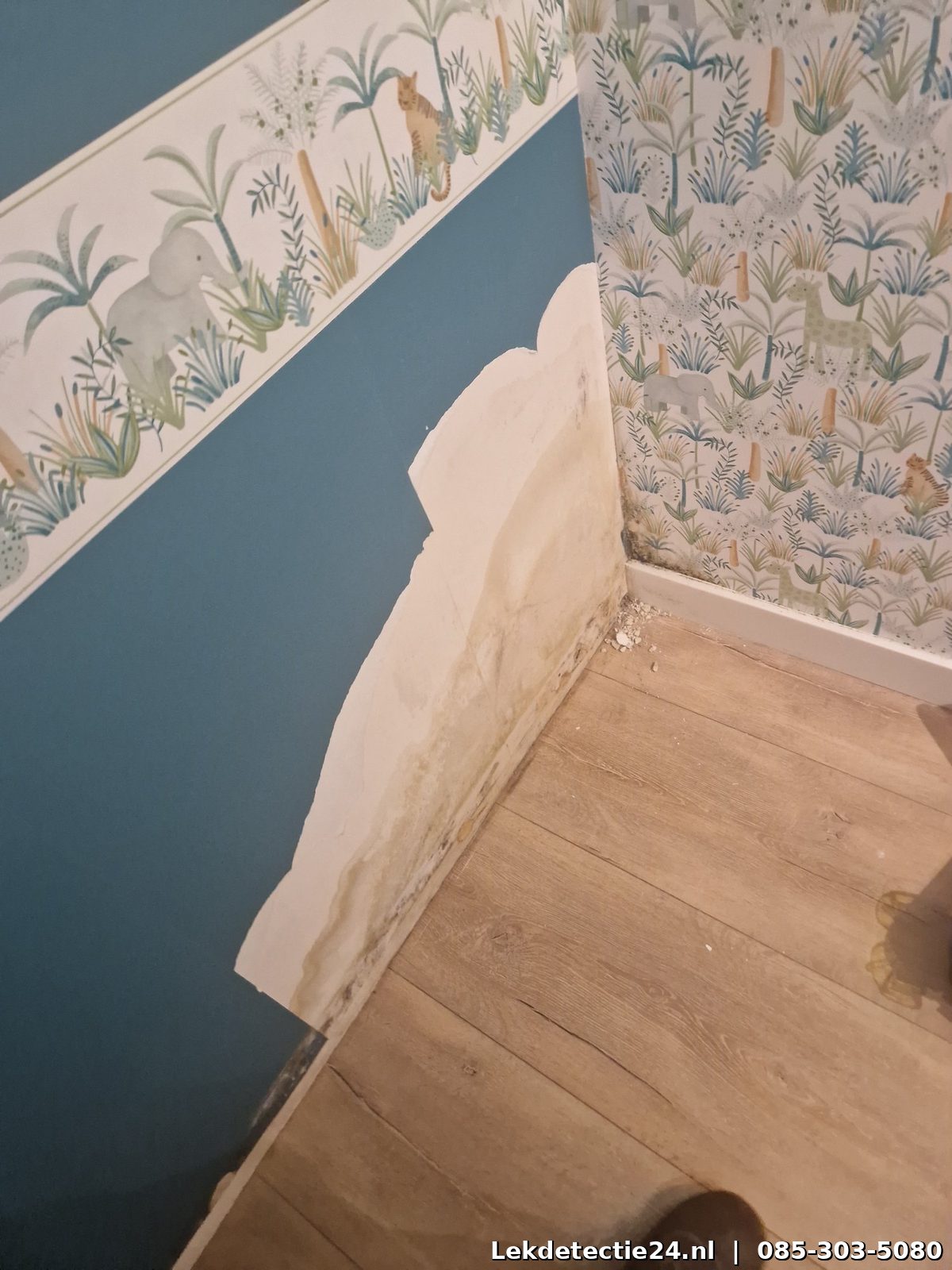 Loslaten behang door vochtschade achter de muur